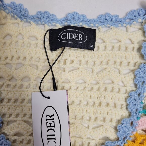 NEW Cider festival crochet knit cropped button up sweater vest S/M - Picture 5 of 7